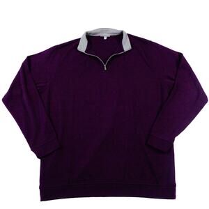 Peter Millar Performance 1/4 Zip Mock Pullover Purple Golf Sweater Large